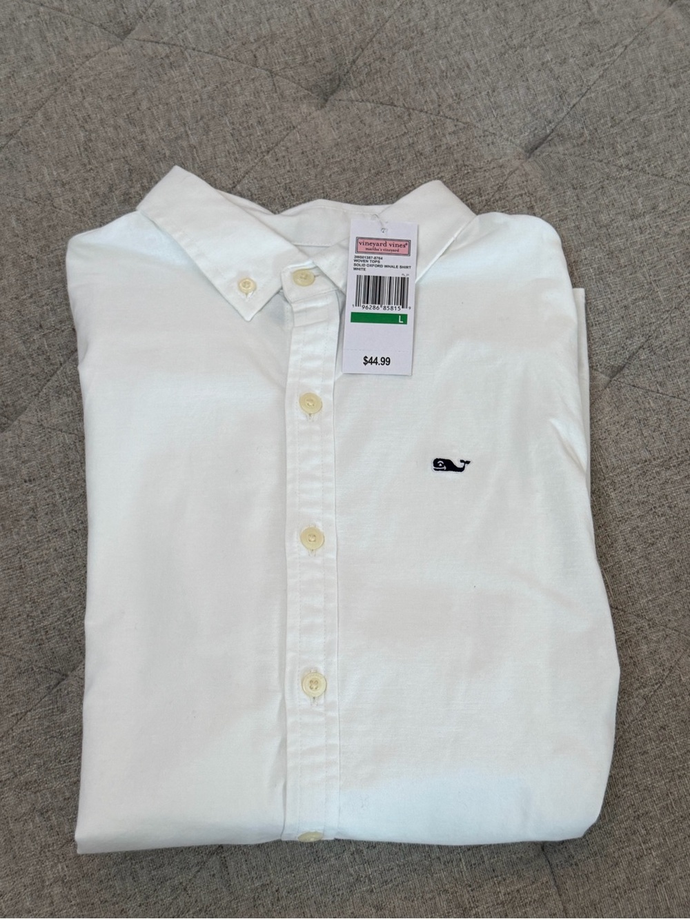 NWT VINEYARD VINES BOYS SOLID WHITE OXFORD BUTTON DOWN WHALE SHIRT size L